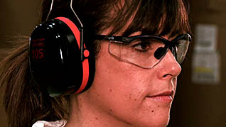 A women with headphones on