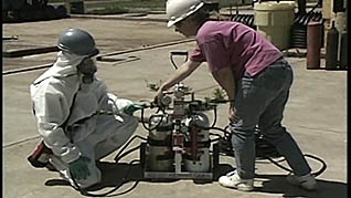 A man using an oxygen tank