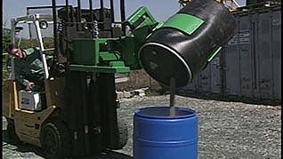 A forklift transfering hazardous materials