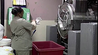 A women using proper protective equipment