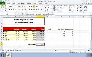 The end results of Calculating Data with Advanced Formulas in Microsoft Excel 2010 in one spreadsheet