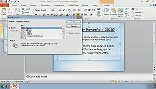 PowerPoint display with drop boxes