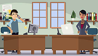 Cartoon of people in an office