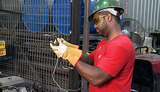 Man working on wiring