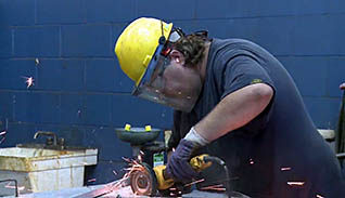 Man using power saw