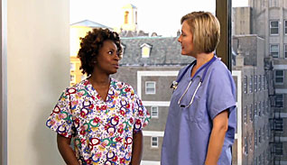 Two nurses talking