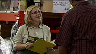 A waitress taking an order