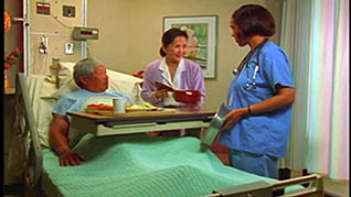 Screenshot of a nurse with a patient from the Cultural Sensitivity Training For Healthcare video