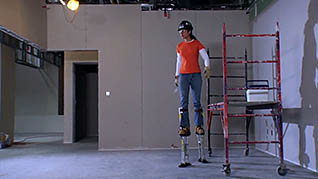 Safely using stilts to hang drywall