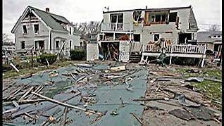 A house after an explosion