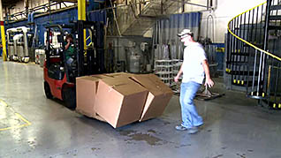 Pedestrian Walking in Front of a Forklift