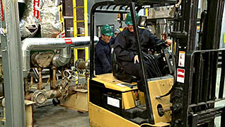 Pedestrian on the Back of Forklift