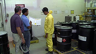 A man being trained on hazardous materials
