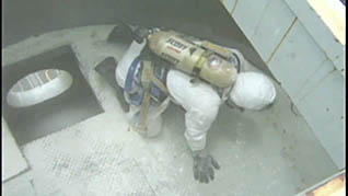 Inside a confined space after entry