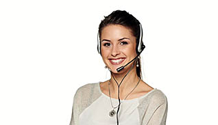 Woman wearing headset