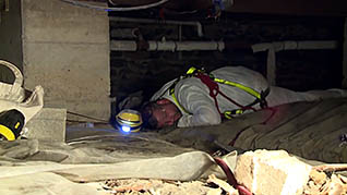 A man working in a confined space