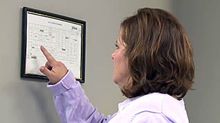 A women reading the evacuation procedure