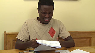 A man reading a document