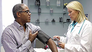 Man getting blood pressure taken
