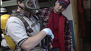 A man preparing to clean up hazardous materials