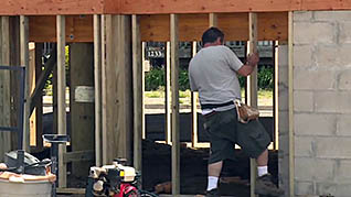 A man working on a building