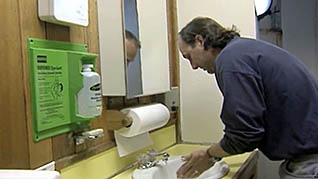 A man washing his hands