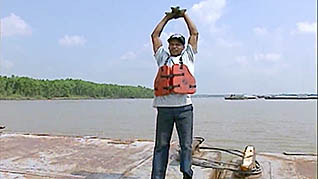 A man with a life jacket on
