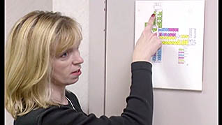 A women pointing at a diagram