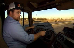 Man driving truck