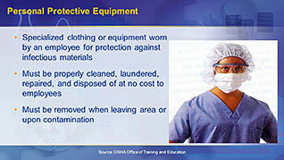 A slide about personal protective equipment