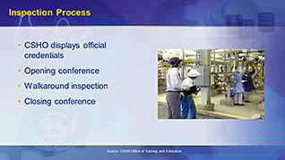 A slide discussing the inspection process