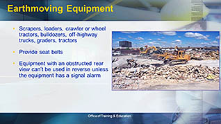 A slide about earthmoving equipment