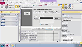 Excel display with drop boxes
