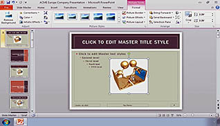 Screenshot of title slide from the "Adding Graphics in PowerPoint 2010" training video