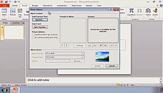 Screenshot showing how to add an image in PowerPoint 2010