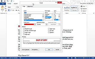 A screenshot of someone formating text in Word