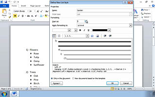 Creating a customized line style in Microsoft Word 2010
