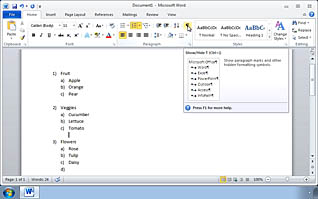 A screenshot of someone using Word