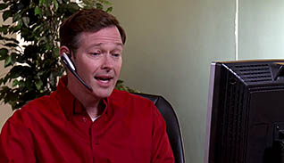 Man talking over a headset