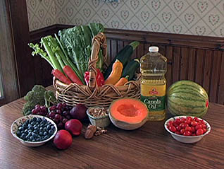 A picture of fruit on a table