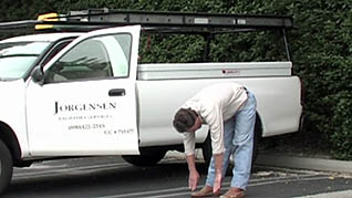 A man stretching his back